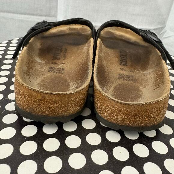 Birkenstock Yao Slide Sandals Womens Size 38 US Size 7-7.5 Narrow Black Leather - Picture 4 of 6